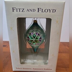 Fitz and Floyd Green and Purple Holiday Ornament